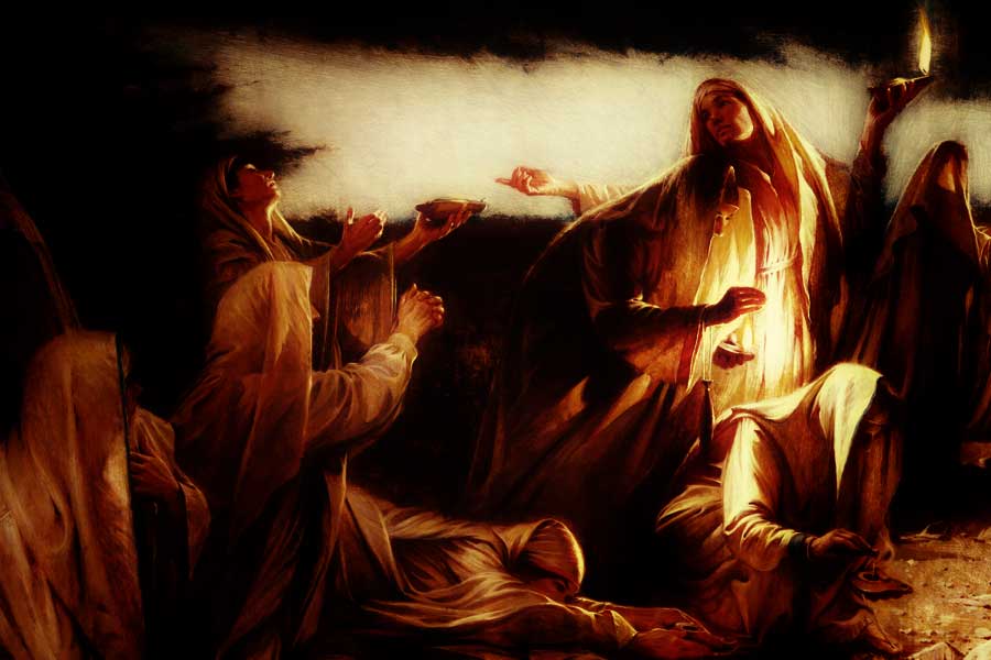 Jesús narra la parábola de las diez vírgenes