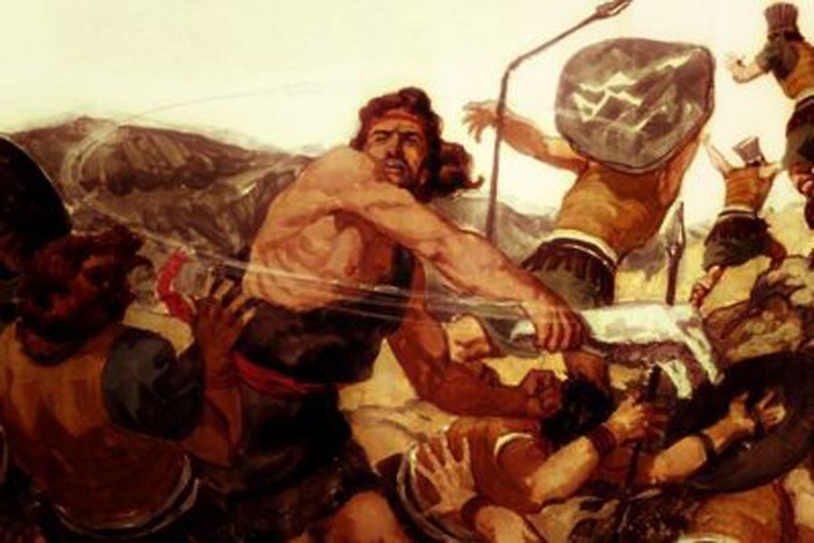 Sansón derrota a los filisteos en Lehi